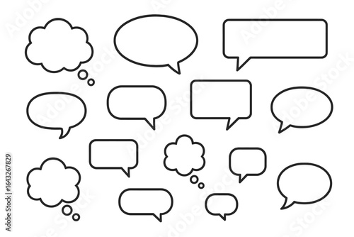Various speech and thought bubble designs suitable for creative projects or communication visuals