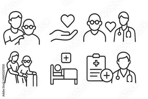 Healthcare professionals assisting elderly patients with love and compassion in a clinical setting