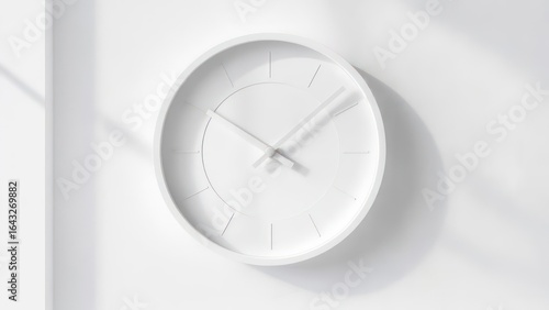 Simple white clock on white wall
