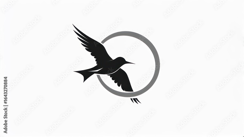 Obraz premium Silhouetted bird in flight