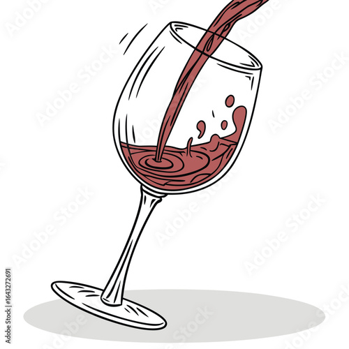 Pouring Wine Elegance: An artistic illustration captures the graceful moment of pouring wine into a classic glass, emphasizing the purity and vibrancy of the ruby liquid.