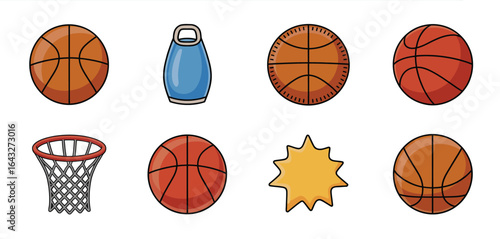 Collection of basketball equipment and sports gear