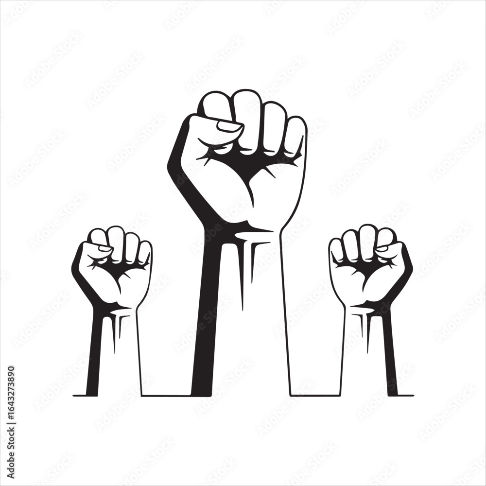 Fototapeta premium Fist icon set power and solidarity symbols