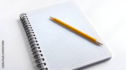 A spiral-bound lined notebook with a pencil on a white background, designed for effective study and note-taking. It is an essential tool for school assignments and educational planning.