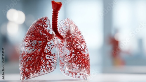 Wallpaper Mural Detailed 3D model of human lungs showing intricate blood vessel structure in a medical setting Torontodigital.ca