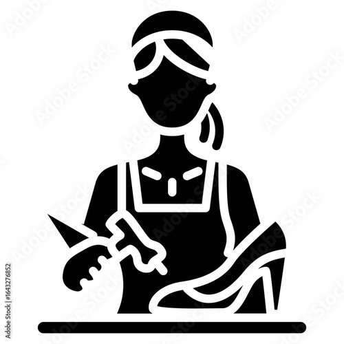 Shoe Maker Lady icon vector image. Can be used for Shoemaker.
