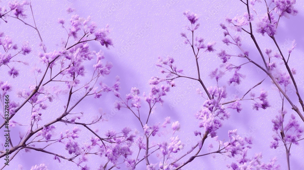 Obraz premium Vibrant purple flower branches highlighted against a soft pastel background creating a serene and calming atmosphere