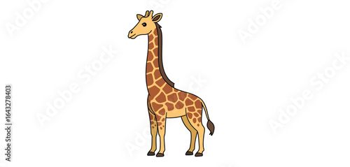 Cartoon giraffe standing tall on a white background