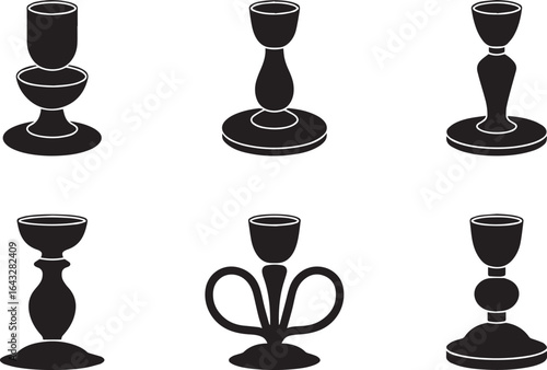 Black decorative goblets and chalices antique vintage