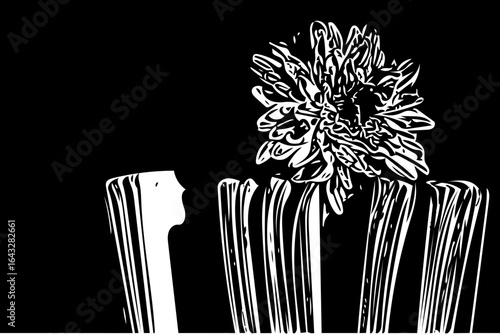 black and white flowers on a book
