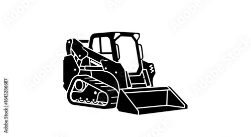 Black and White Illustration of a Compact Track Loader.