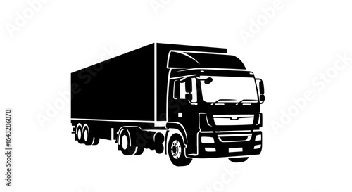 Black and White Silhouette of a Modern Box Truck.