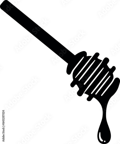 Honey dipper dripping sweet golden liquid