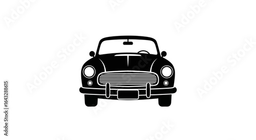 Classic Vintage Car Front View Silhouette Icon.