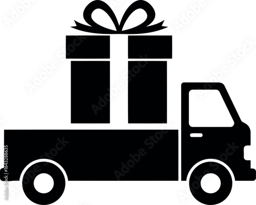 Delivery truck carrying gift box