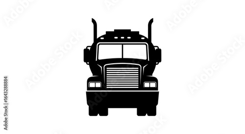 Front View Silhouette of a Big Rig Semi Truck.