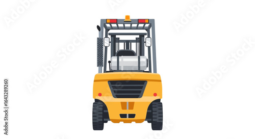Rear View of Yellow LPG Gas Powered Forklift Truck.