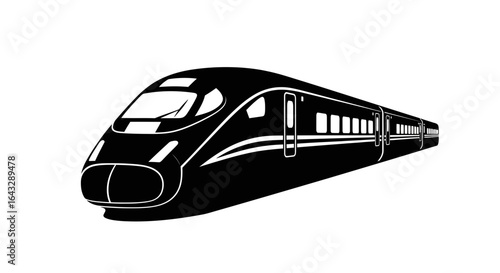 Sleek Black and White HighSpeed Train Illustration.