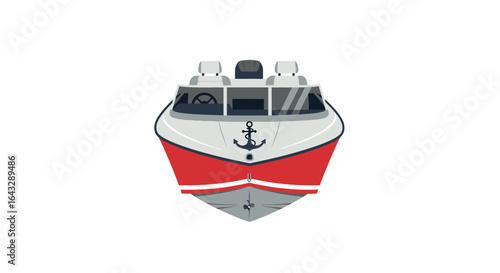 Red and Gray Speedboat with Anchor Graphic.