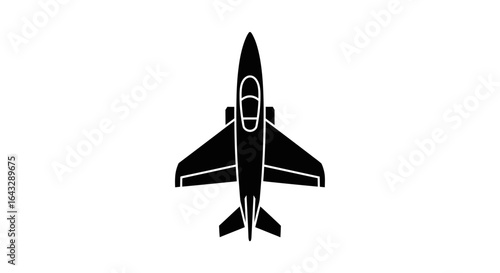 TopDown View of a Black Silhouette Fighter Jet Icon.