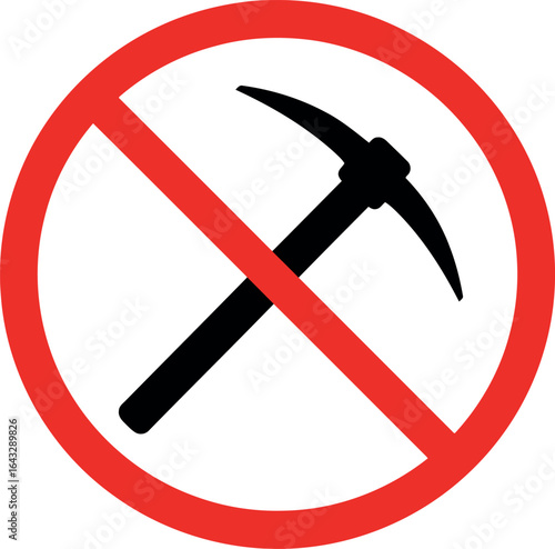 No mining symbol prohibition sign