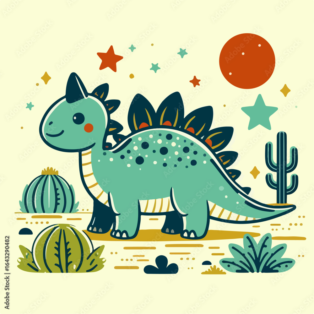 Obraz premium cute stegosaurus dinosaur illustration 