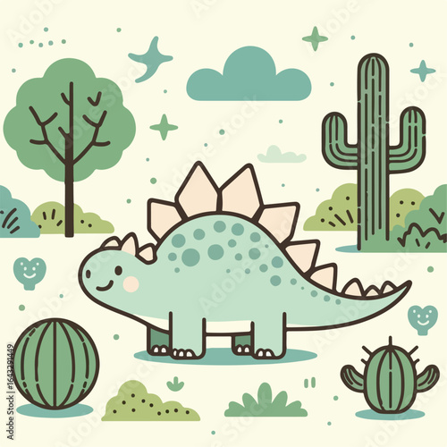 cute stegosaurus dinosaur illustration 