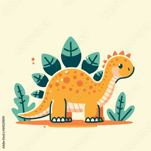 cute stegosaurus dinosaur illustration 