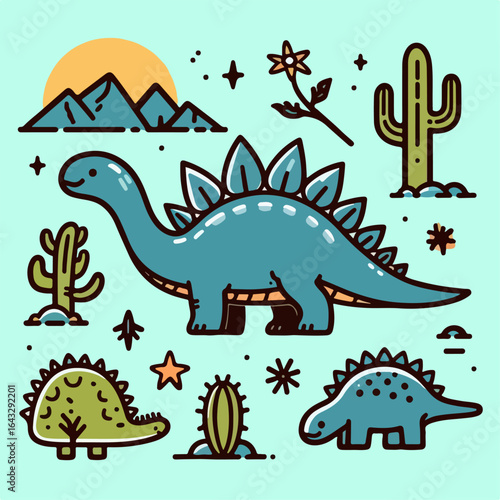 cute stegosaurus dinosaur illustration 