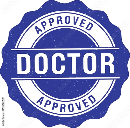 Doctor approved stamp blue seal of medical endorsement