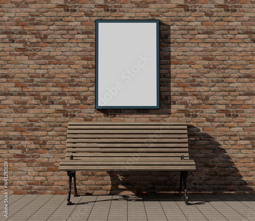 blank white advertising billboards on brick wall background outdoors. Mockup, 3D rendering
