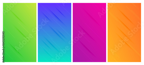 Set of abstract gradient backgrounds with lines