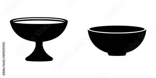 Different styles of dessert bowls displayed side by side showcasing unique designs and shapes in a minimalistic layout