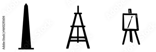 Three distinct art tools displayed in a minimalistic style, perfect for creative projects and artistic inspiration