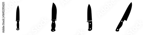 Various styles of kitchen knives displayed against a clean background showcasing their designs and shapes for culinary enthusiasts