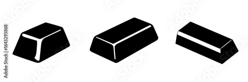 Various shapes of stylized gold bars displayed for artistic representation and creative design purposes
