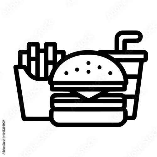 Burgers icon. An image representing fast food items like burgers, typically connected to unhealthy dietary choices. For use in health education. Modern illustration