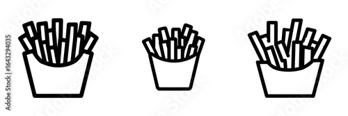 The icon depicts French Fries in a box, symbolizing fast food commonly linked to unhealthy eating habits, suitable for health education purposes, presented in a modern style