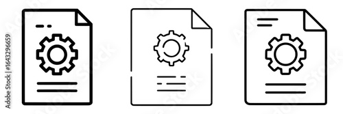 Icon for document settings or file settings in modern line art style suitable for technology apps and websites