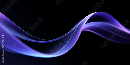 Abstract digital waves in purple and blue tones on a black background, smooth curves and gradients create dynamic motion and a futuristic feel, ideal for tech and design use.