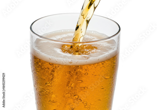 Wallpaper Mural Golden beer pouring into a glass with foam and bubbles, isolated on transparent background Torontodigital.ca