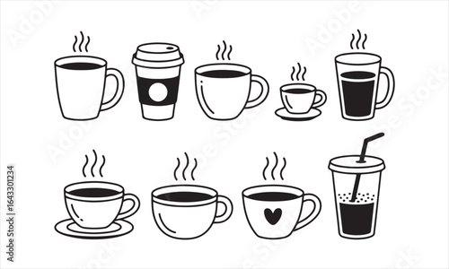 Wallpaper Mural Coffee Cup Icons Set – Hot and Cold Drink Vector Illustrations Torontodigital.ca