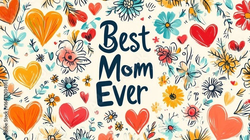 Charming 'Best Mom Ever' floral design for heartfelt Mother's Day celebrations
