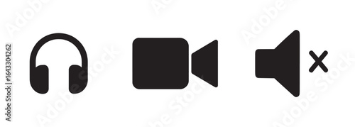 Iconographic design of audio and video controls in a clean silhouette style