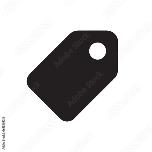 Simple black silhouette of a price tag with a hole for hanging