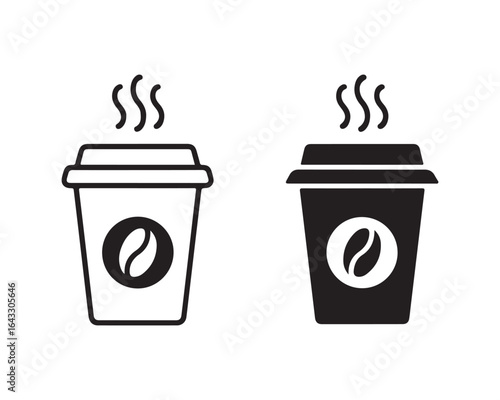 Hot Coffee Cup Icons – Takeaway Drink Vector Illustration