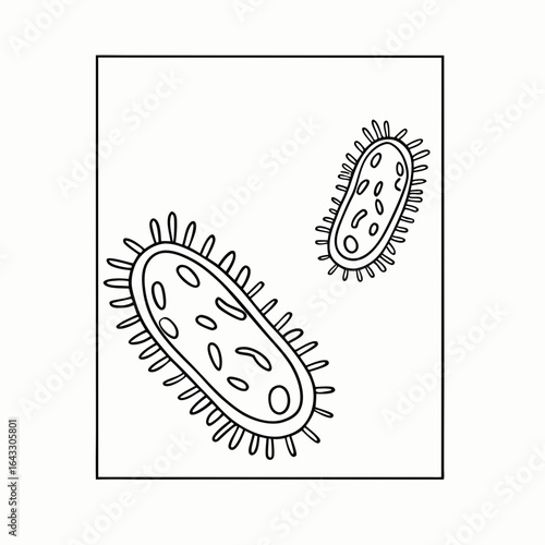 Outline illustration of bacteria icon in microbiology with copy space for scientific analysis; pathogenic microorganisms concept