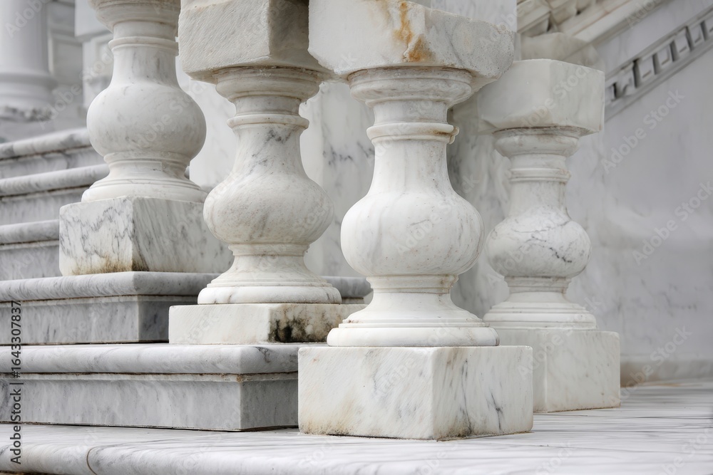 Fototapeta premium A row of impressive columns and stairs in front of a grand building