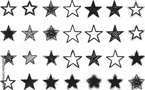 Set of Hand Drawn Star Shapes