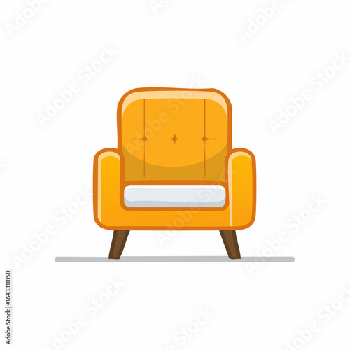 Modern yellow armchair vector illustration. Comfortable furniture for home interior design concept.